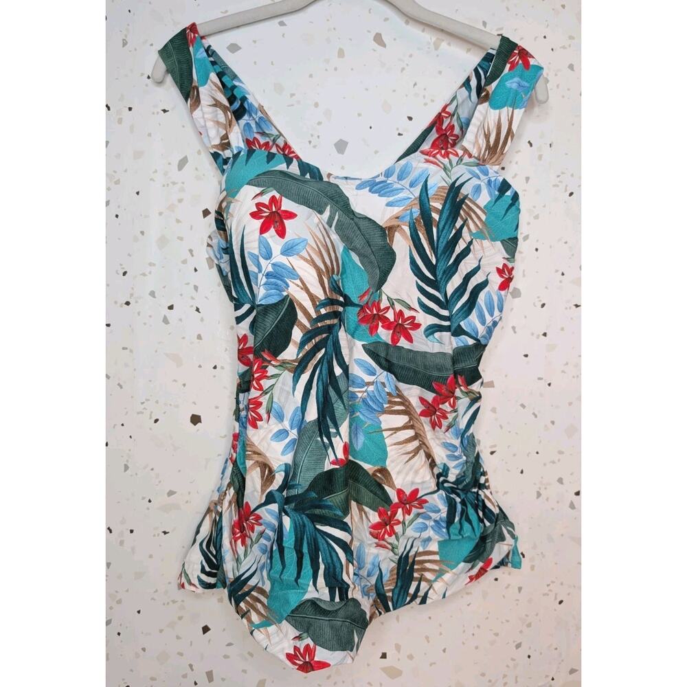 Jantzen Colorful Seafoam Tides Adjustable Tankini Swim Bra Top Size 16